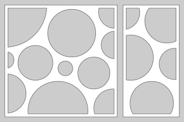 Dekoratif kart kesme lazer veya çizici için ayarla. geometrik sanat daire desen paneli. Lazer kesim. Oranı 1:2, 1:1. Vektör çizim.