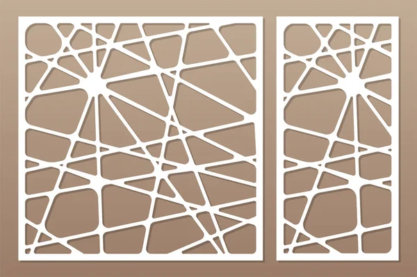 Dekoratif kart kesme lazer veya çizici için ayarla. Hat sanatı geometrik desen paneli. Lazer kesim. Oranı 1:2, 1:1. Vektör çizim.