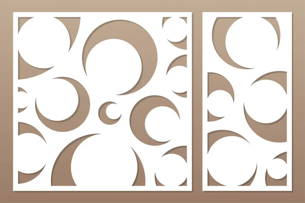 Conjunto de tarjetas decorativas para cortar láser o plotter. Panel de patrón art deco. Corte por láser. Relación 1: 2, 1: 1. Ilustración vectorial . — Archivo Imágenes Vectoriales