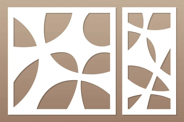 Conjunto de tarjetas decorativas para cortar láser o plotter. Panel estilo art deco. Corte por láser. Relación 1: 1; 1: 2. Ilustración vectorial . — Vector de stock