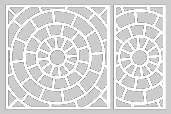 Декоративна листівка для різання лазера або плантатора. Лінійна кругова панель візерунка. Лазерне різання. Коефіцієнт 1:2; 1:1. Векторні ілюстрації . — стоковий вектор