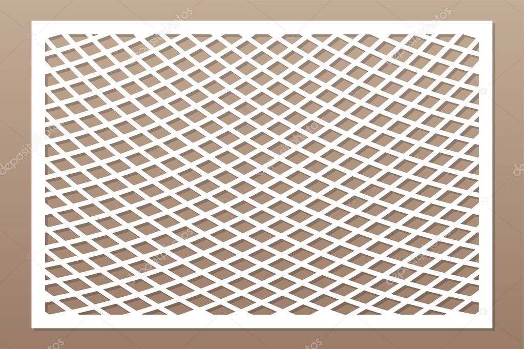 Decorative card for cutting laser or plotter.  Linear geometric pattern panel. Laser cut. Ratio 2:3. Vector illustration.