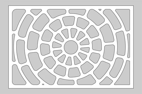 Decorative card for cutting laser or plotter. Linear circular pattern panel. Laser cut. Ratio 2:3. Vector illustration. — Stock Vector