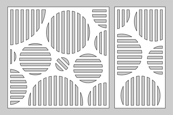 装飾的なカードのレーザー切断またはプロッターの設定。幾何学的芸術の円パターンのパネル。レーザー カット。1:2、1:1 の比率。ベクトル図. — ストックベクタ