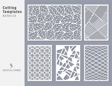 Dekoratif kart kesme için ayarlayın. Soyut geometrik doğrusal