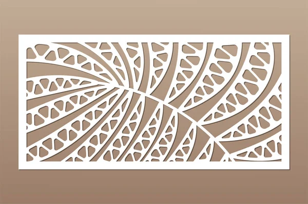 Tarjeta decorativa para cortar. Deja el patrón de helecho de las palmas del follaje. Corte por láser. Relación 1: 2. Ilustración vectorial . — Archivo Imágenes Vectoriales