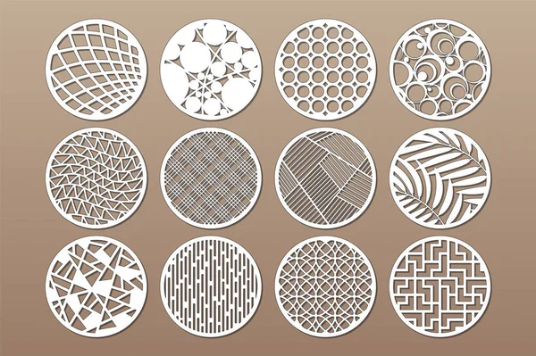 Kesme yuvarlak şablonunu ayarlama. Soyut hat, geometrik desen. Lazer kesim. Oran 1:2 ayarlayın. Vektör çizim.