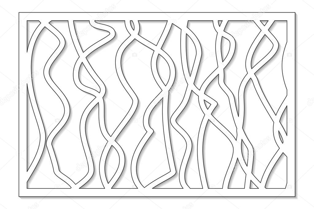 Template for cutting. Abstract line, geometric pattern. Laser cut. Set ratio 2:3. Vector illustration.