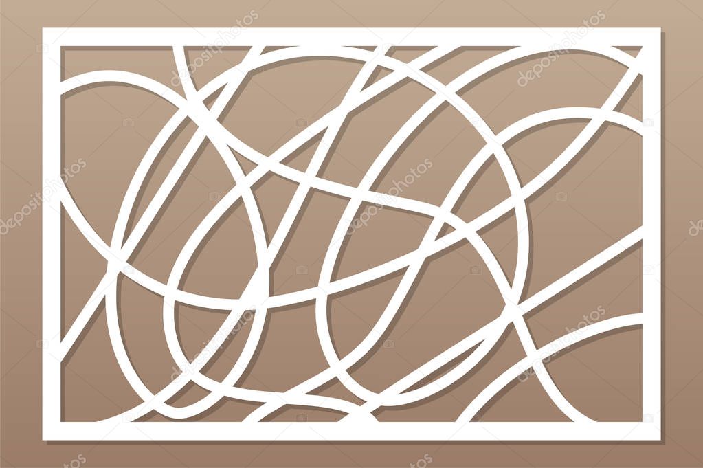 Template for cutting. Abstract line, geometric pattern. Laser cut. Set ratio 2:3. Vector illustration.
