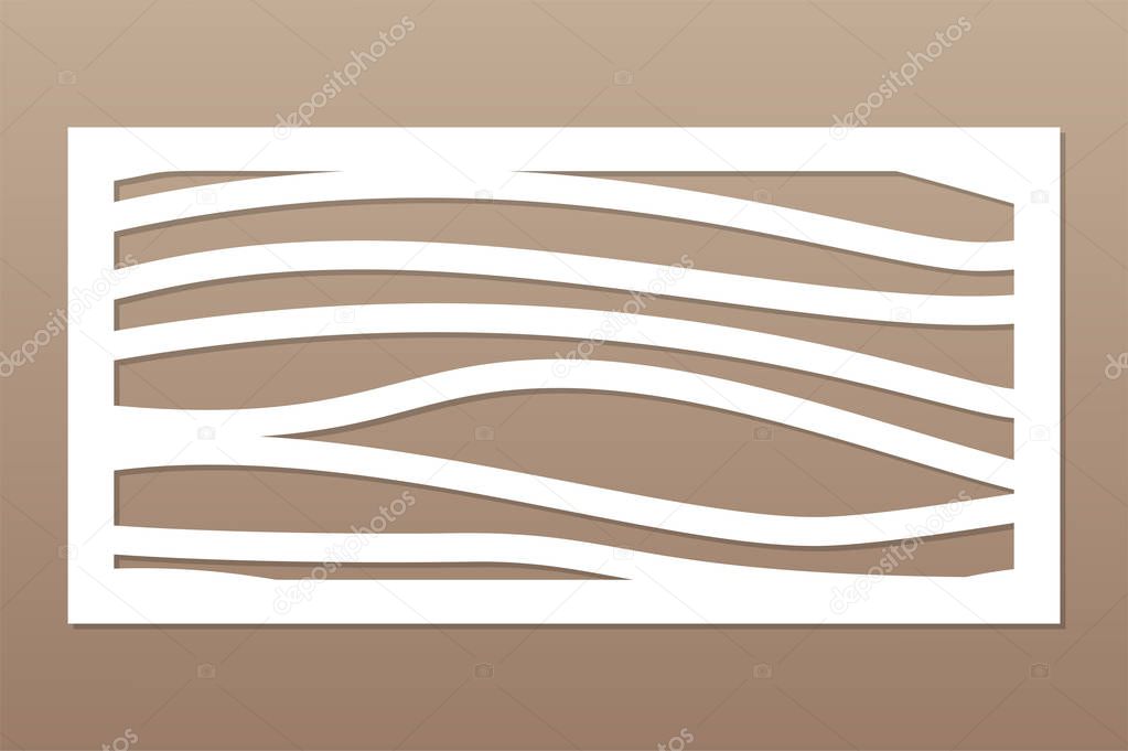 Template for cutting. Abstract line, geometric pattern. Laser cut. Set ratio 1:2. Vector illustration.