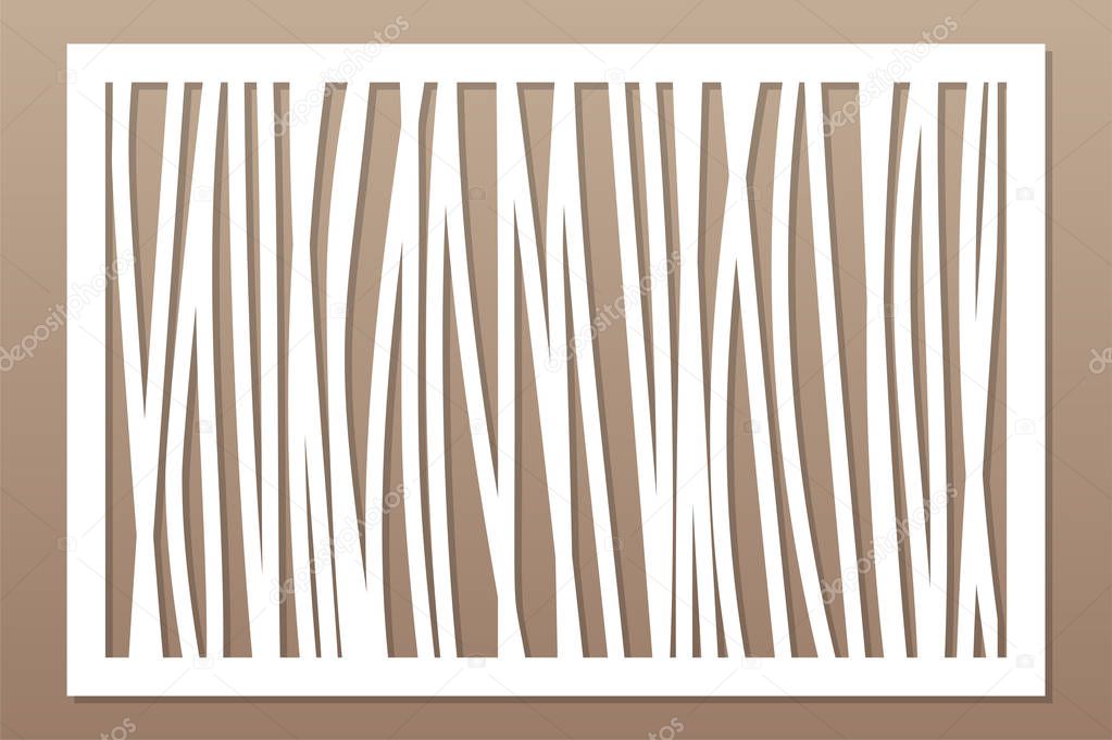 Template for cutting. Abstract line, geometric pattern. Laser cut. Set ratio 2:3. Vector illustration.