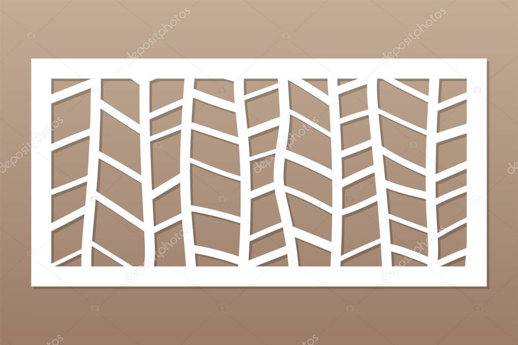 Template for cutting. Abstract line, geometric pattern. Laser cut. Set ratio 1:2. Vector illustration.