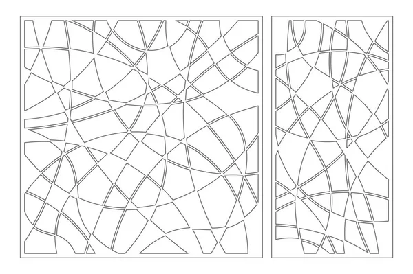 Set dekorative Karte zum Schneiden. Mosaik Linienmuster. Lasergeschnittenes Panel. Verhältnis 1: 1, 1: 2. Vektordarstellung. — Stockvektor