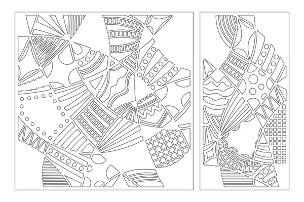 Sada dekorativní card pro řezání. Doodle vzorek čáry. Laserem a panel. Poměr 1:1, 1:2. Vektorové ilustrace. — Stockový vektor