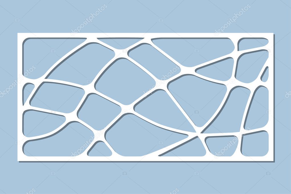 Set decorative card for cutting. Wave linear pattern. Laser cut panel. Ratio 1:2. Vector illustration.