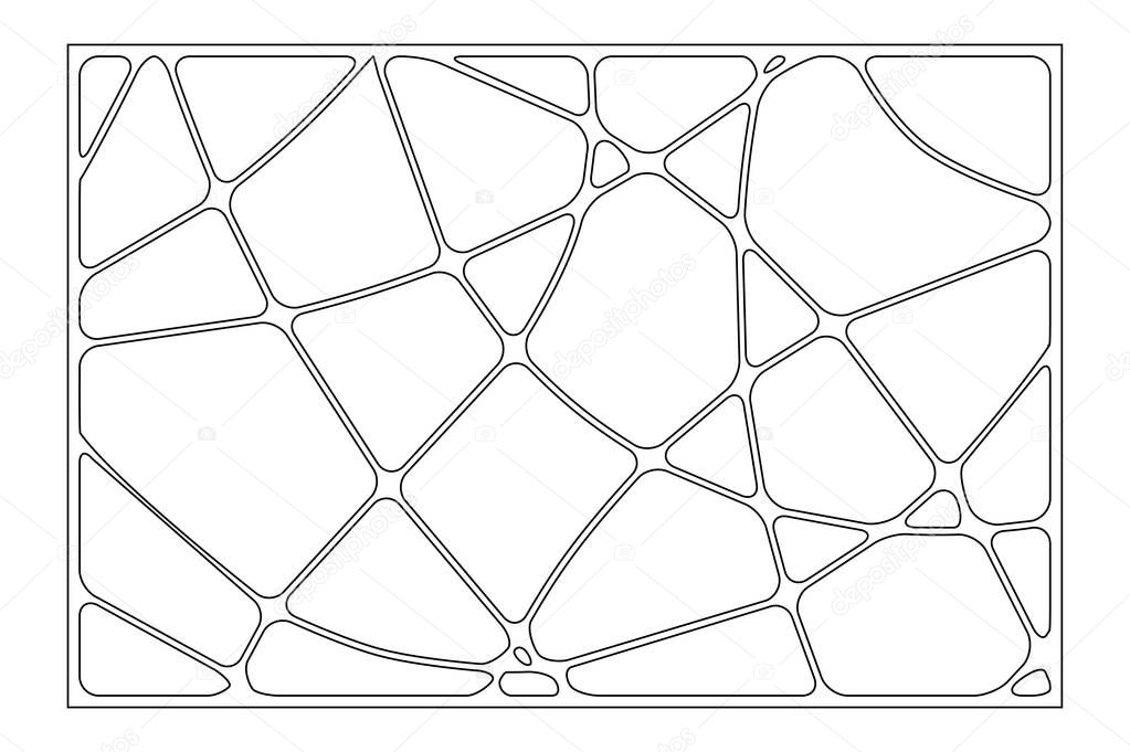 Set decorative card for cutting. Wave linear pattern. Laser cut panel. Ratio 2:3. Vector illustration.