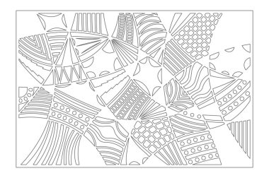 Dekoratif kart kesme için ayarlayın. Doodle çizgi deseni. Lazer paneli kesilmiş. Oranı 2:3. Vektör çizim.