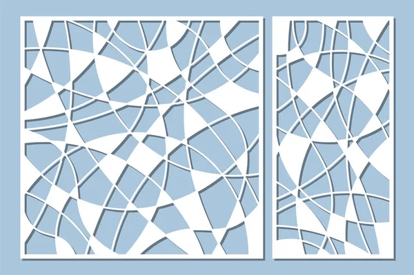 Set de tarjeta decorativa para cortar. Patrón de línea mosaico. Panel de corte por láser. Relación 1: 1, 1: 2. Ilustración vectorial . — Vector de stock