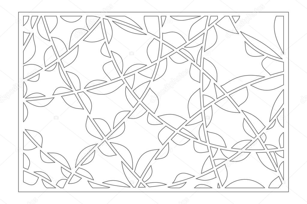 Set decorative card for cutting. Abstract linear pattern. Laser cut panel. Ratio 2:3. Vector illustration.