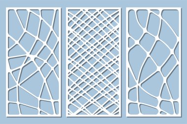 Dekoratif kart kesme için ayarlayın. Dalga doğrusal model. Lazer paneli kesilmiş. Oran 1:2. Vektör çizim.