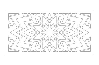 Dekoratif kart kesme için ayarlayın. Geometri, hat, çiçek deseni. Lazer paneli kesilmiş. Oran 1:2. Vektör çizim.
