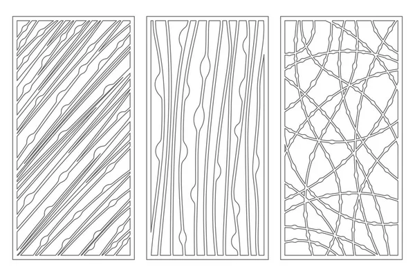 Set de tarjeta decorativa para cortar. Patrón de línea descendente. Panel de corte por láser. Relación 1: 2. Ilustración vectorial . — Archivo Imágenes Vectoriales