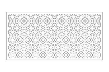 Dekoratif kart kesme için ayarlayın. Arabesk desen. Lazer paneli kesilmiş. Oran 1:2. Vektör çizim.