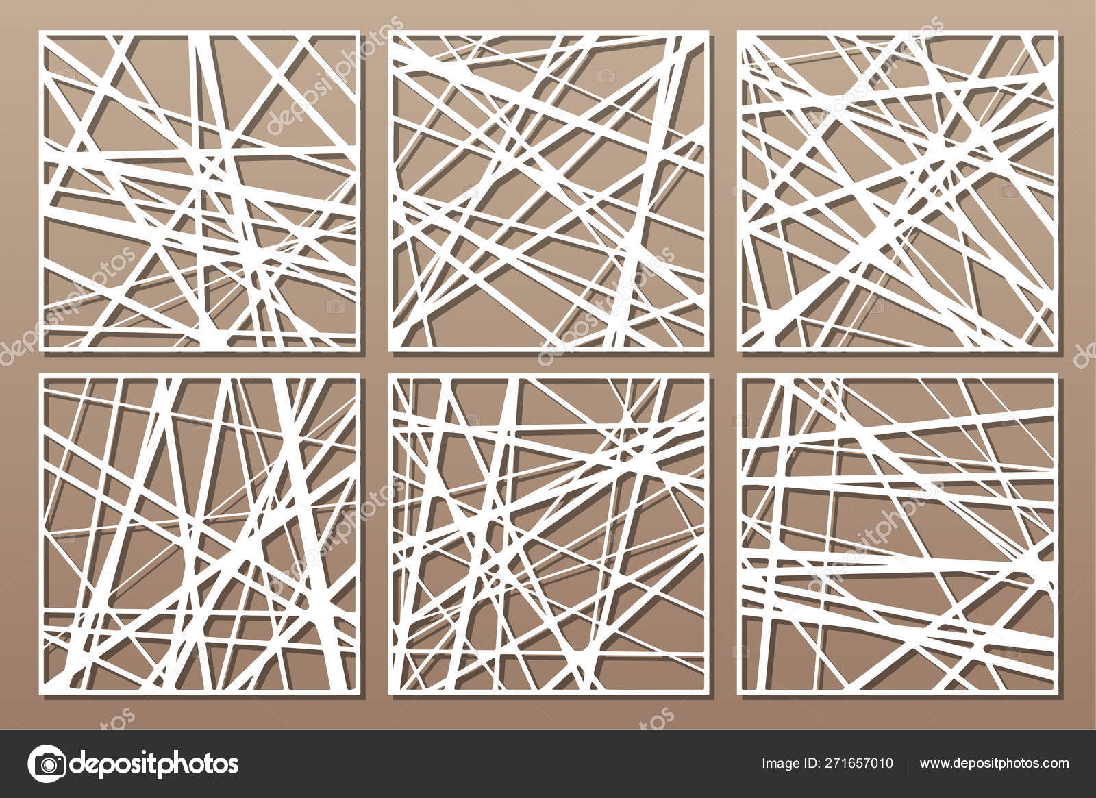 Set decorative card for cutting. Abstract linear pattern. Laser cut ...