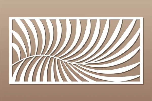 Dekorative Karte zum Schneiden. Farnpalmenmuster. Lasergeschnittenes Panel. Verhältnis 1: 2. Vektorabbildung. — Stockvektor