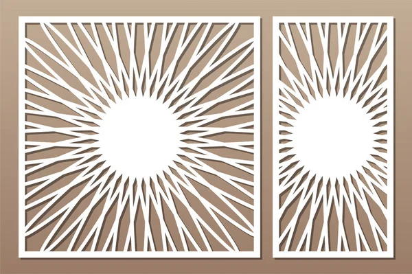 Panel de corte por láser. Set de tarjeta decorativa para cortar. Patrón mandala flor mandala. Relación 1: 1, 1: 2. Ilustración vectorial . — Archivo Imágenes Vectoriales