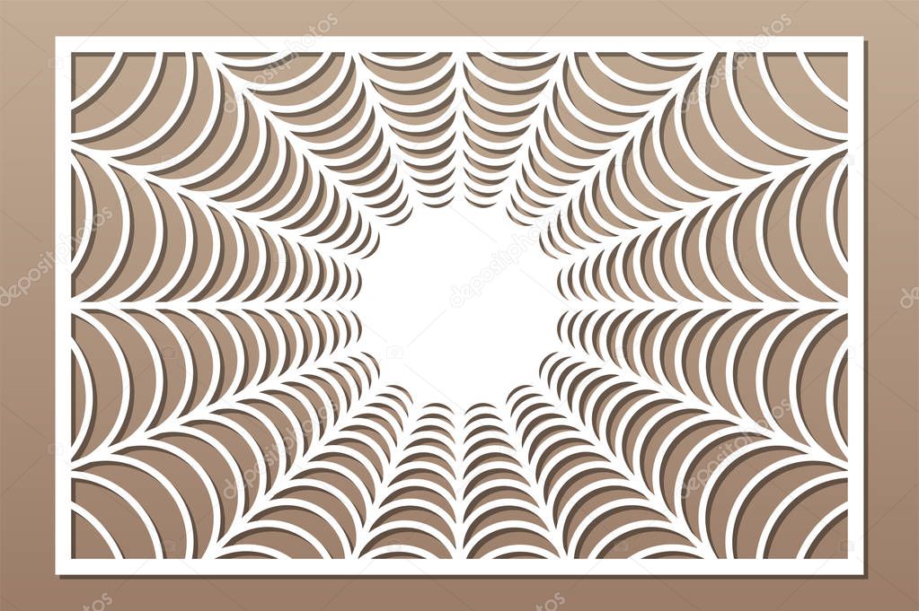 Decorative card for cutting. Abstract linear pattern. Laser cut halloween panel. Ratio 2:3. Vector illustration.