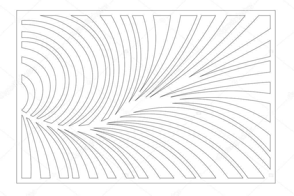 Decorative card for cutting. Abstract linear pattern. Laser cut panel. Ratio 2:3. Vector illustration.