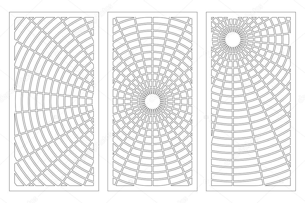 Laser cut panel. Set decorative card for cutting. Halloween spider web mandala pattern. Ratio 1:1. Vector illustration.