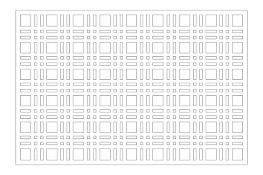 Lazer kesim paneli. Kesme için dekoratif kart. Geometri çizgi ızgara deseni. Oran 2:3. Vektör çizimi.