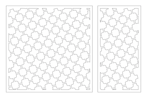 Painel de corte a laser. Definir cartão decorativo para corte. Padrão quadrado geométrico. Razão 1: 2, 1: 1. Ilustração vetorial . — Vetor de Stock