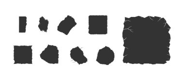 Torn paper sharp black silhouette set with ripped edge shapes perfect for creative backgrounds, frames, textures, abstract borders, grunge themes, scrapbooking, and poster design