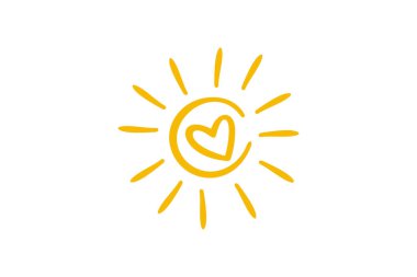 Kalp Simgesi Vektörlü Güneş