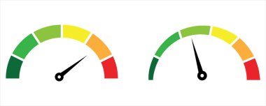 Performans Ölçüm Simgeleri Değişen İğne Konumları ile Renk Kodlu Yarı Dairesel Ölçekleyiciler