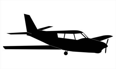 Tek motorlu uçak silueti yüksek kanatlı pervane uçak simgesi