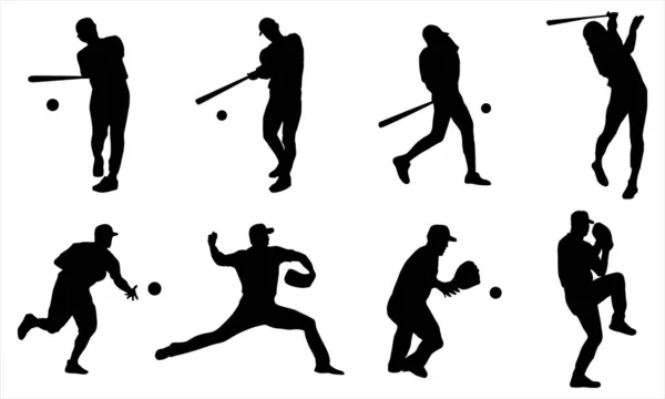 Beyzbol Vuruş Silüeti Vuruş Hareketi Temaslı Simgeler