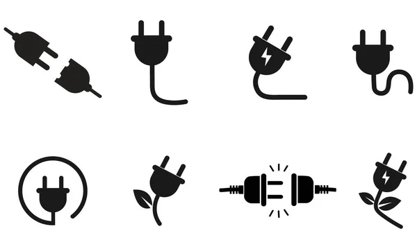 Elektrik Tıkacı Simgeleri Güç, Bağlantı ve Minimalist Biçimli Çevre Enerjisi Sembolleri