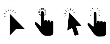 İmleç ve Dokunmatik Etkileşim Simgesi Tıkla ve Tıkla UI, UX ve Dijital Arayüz Tasarımı için Hareket Siluetleri