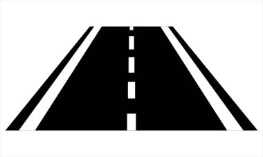 Perspective Road Silhouette Two-Lane Otoyolu Dashed Center Line for Transportation, Travel and Safety Design Temaları