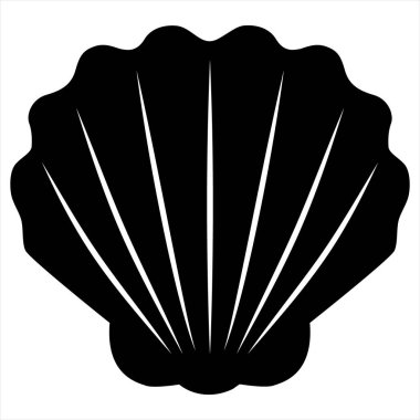 Deniz Kabuğu Simgesi. Kıyı Markalaşması, Hac Sembolizmi ve Denizcilik Teması Biçimlendirilmiş Black Fan-Shaped Design