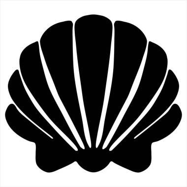 Deniz Kabuğu Simgesi. Kıyı Markalaşması, Hac Sembolizmi ve Denizcilik Teması Biçimlendirilmiş Black Fan-Shaped Design