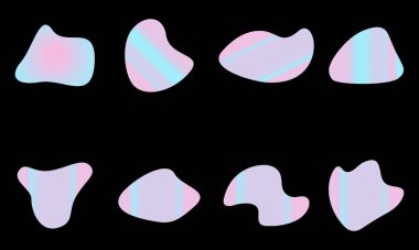 Siyah arka planda izole edilmiş renkli kalp şekilleri..