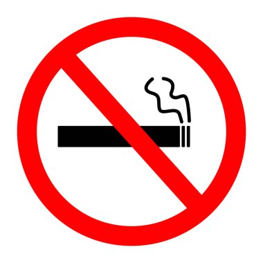 Halk Sağlığı, Güvenliği ve Sigara İçilmeyen Bölge Tasarımı Üzerine Çapraz Çizgili Sigara İkona Kırmızı Çemberi Yok