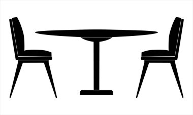 Yemek Masası ve Sandalyeleri Siluet Simgesi Vektörü