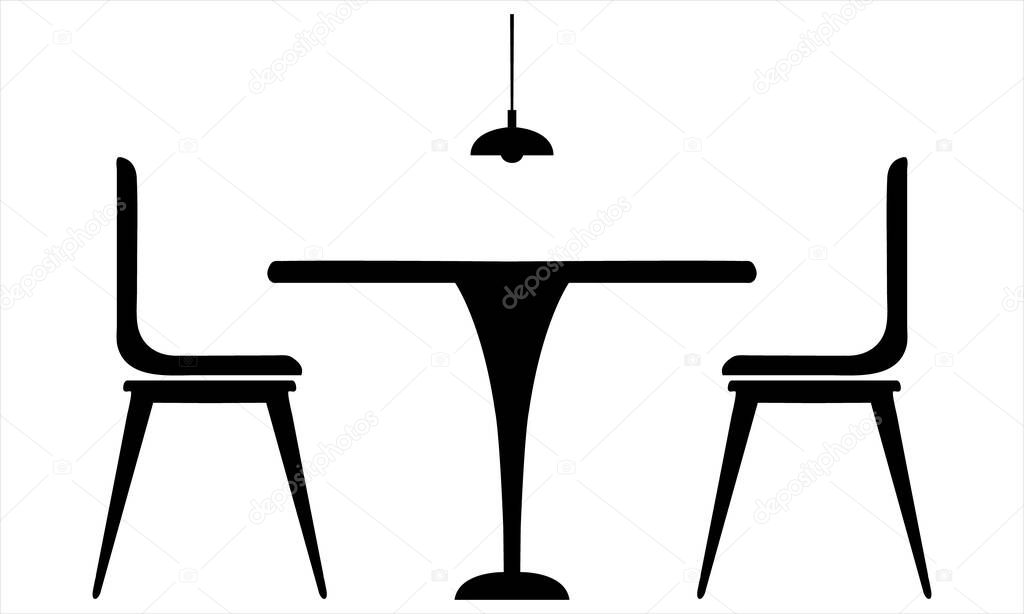 Elegant Dining Table and Chairs Silhouette Icon Vector