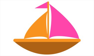 Beyaz arkaplanda renkli yelkenli vektörü